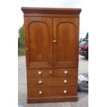 mid-19 th Century pine Linen press, cluster of 2 short and 2 graduating long drawers with