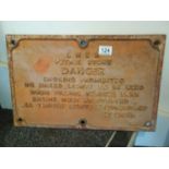 Vintage LNER petrol store cast metal sign, 20" x 14" an alloy Beach arrow sign, broken, formally