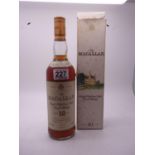 Single bottle Vintage The Macallan, 10 year old capsule and box in good condition,