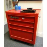 Snap-On a red enamel tool chest with various good quality tools enclosed including a tap and dye