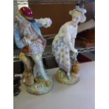 Large pair of figurines 19c each one measuring 15" tall, Water Lady and a Young Dandy Man, both