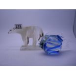 Decorative glass End of Day style finish model of Polar Bear makers lable Tove Ottesen Profil