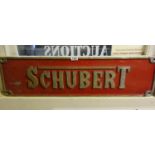 Vintage German sign, Alloy 2'6 x 12" approx, spells Schubert
