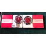 Mercedes Benz Car Club 2 x Vintage car badges, with original packaging and boxes