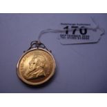 1975 GOLD Full Krugerrand, in collectors condition housed within a 9ct GOLD pendant, total weight 57