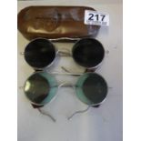 2 x Dispatch Riders pairs of sunglasses with leather sides, and 1 case, A & M Spectacles and Glare