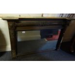 Rectangular shaped 19 th Century over mantle mirror painted brown, 3'long x 2' high needs