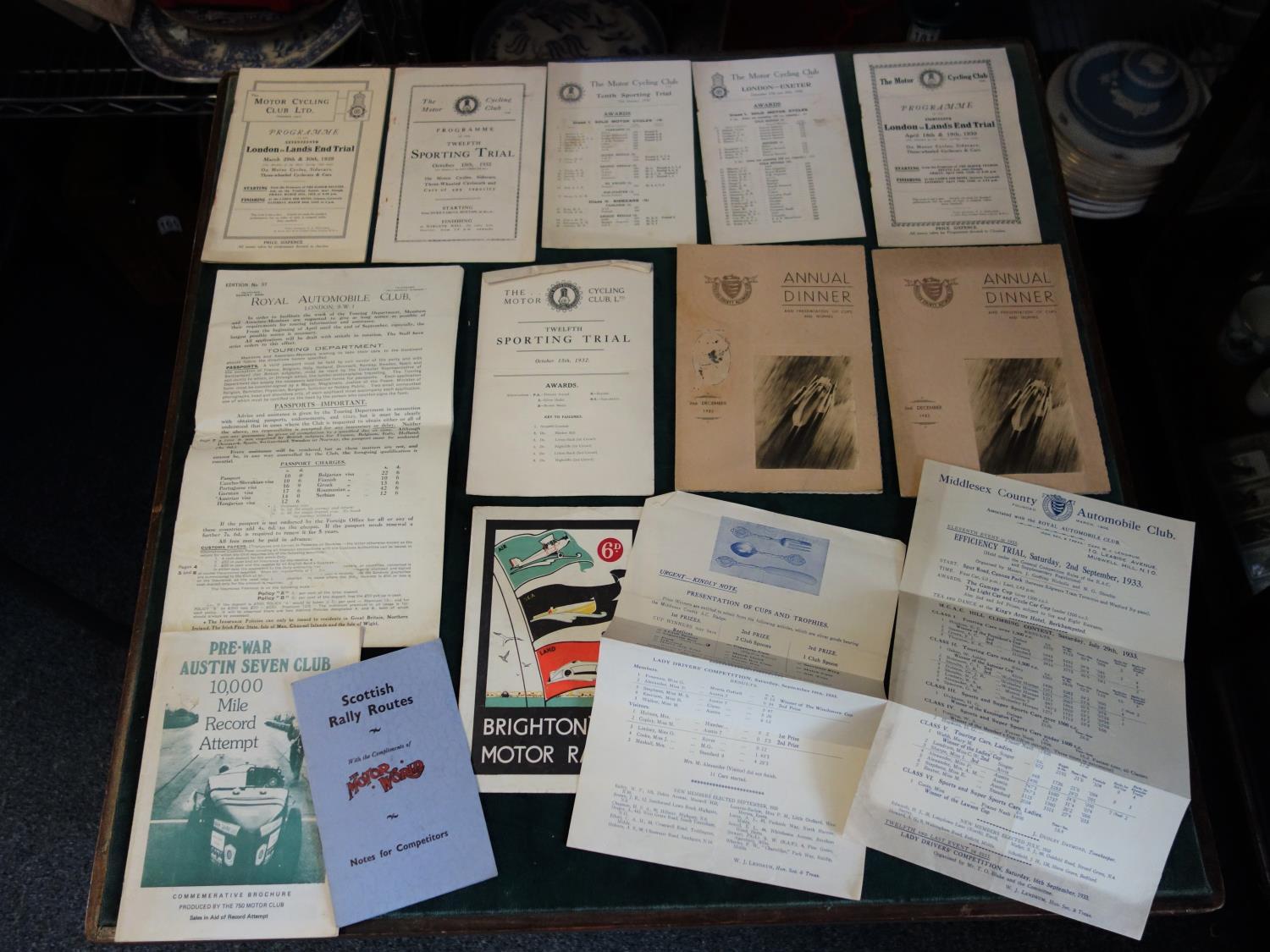 Rally and Race Meeting programs and ephemera, 1910 -1920's, 1930's annual dinners with menu 57 items - Image 7 of 10