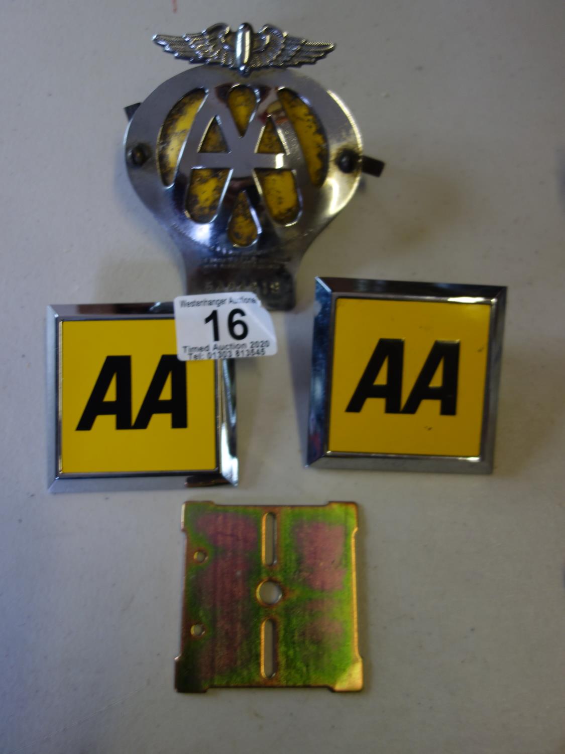 3 x Vintage AA Car Badges,