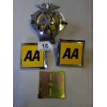 3 x Vintage AA Car Badges,