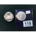 1 ounce Silver Dollar 1997, and a Canada Silver Dollar 1989