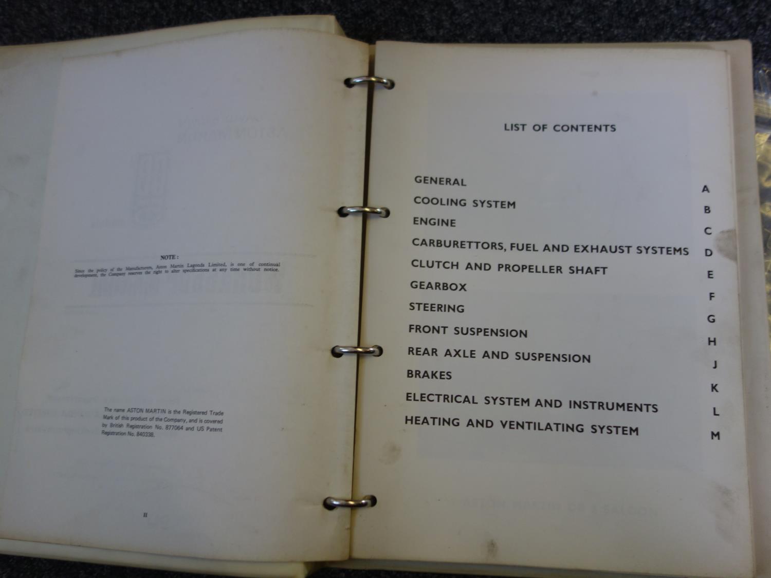 Aston Martin DB5 an original workshop manual, parts and service details, published AML Limited 1968 - Image 3 of 5