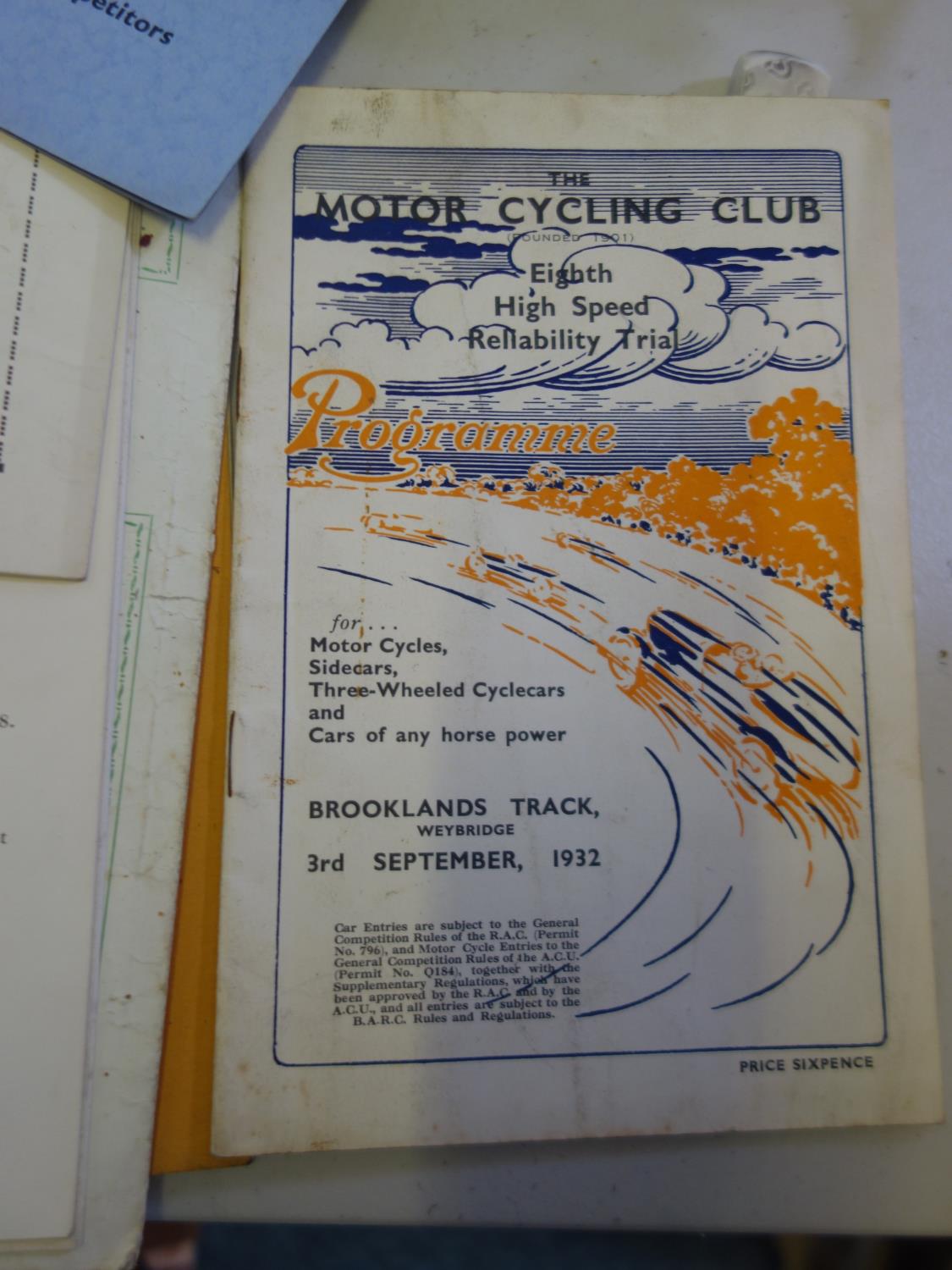 Rally and Race Meeting programs and ephemera, 1910 -1920's, 1930's annual dinners with menu 57 items - Image 4 of 10