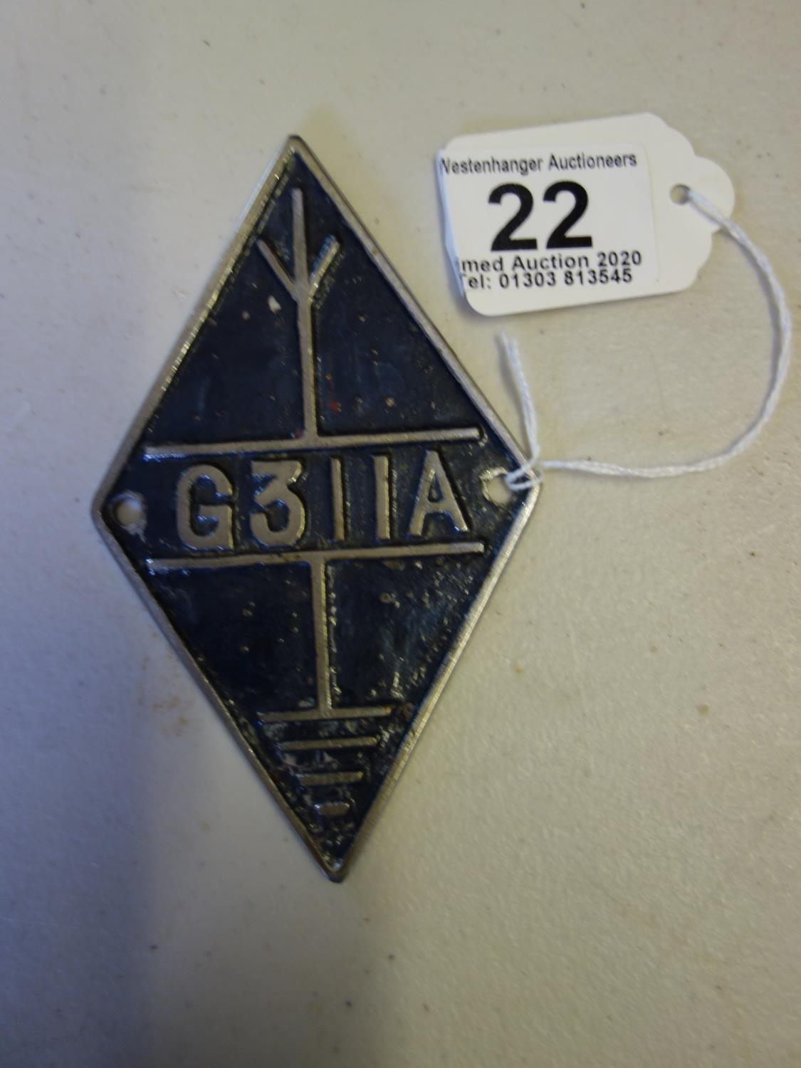 rare Car Badge, 3.5" tall radio amateur call sign badge.