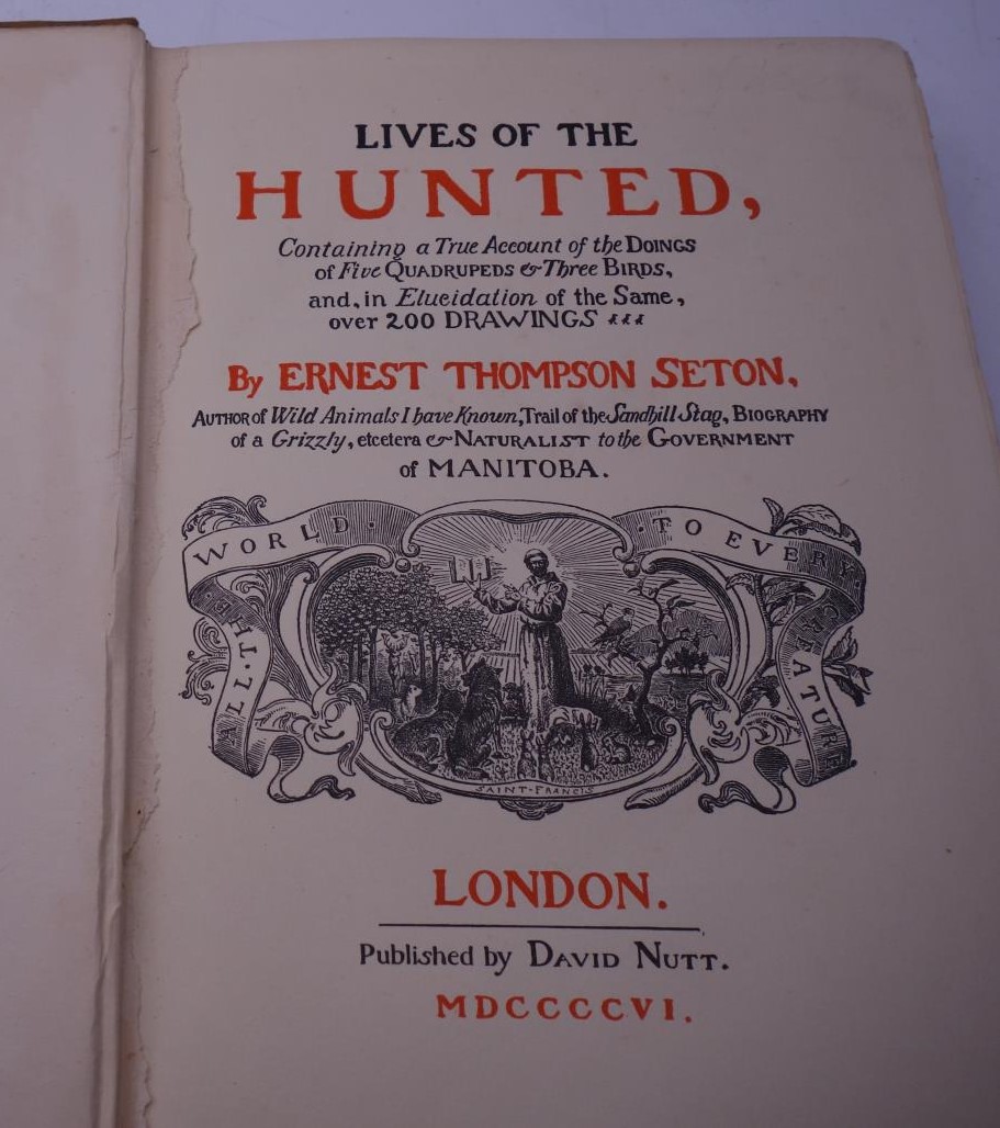 Ernest Thompson Seton, a First Edition.Wild Animals I have Known, published London 1900 - Image 2 of 9