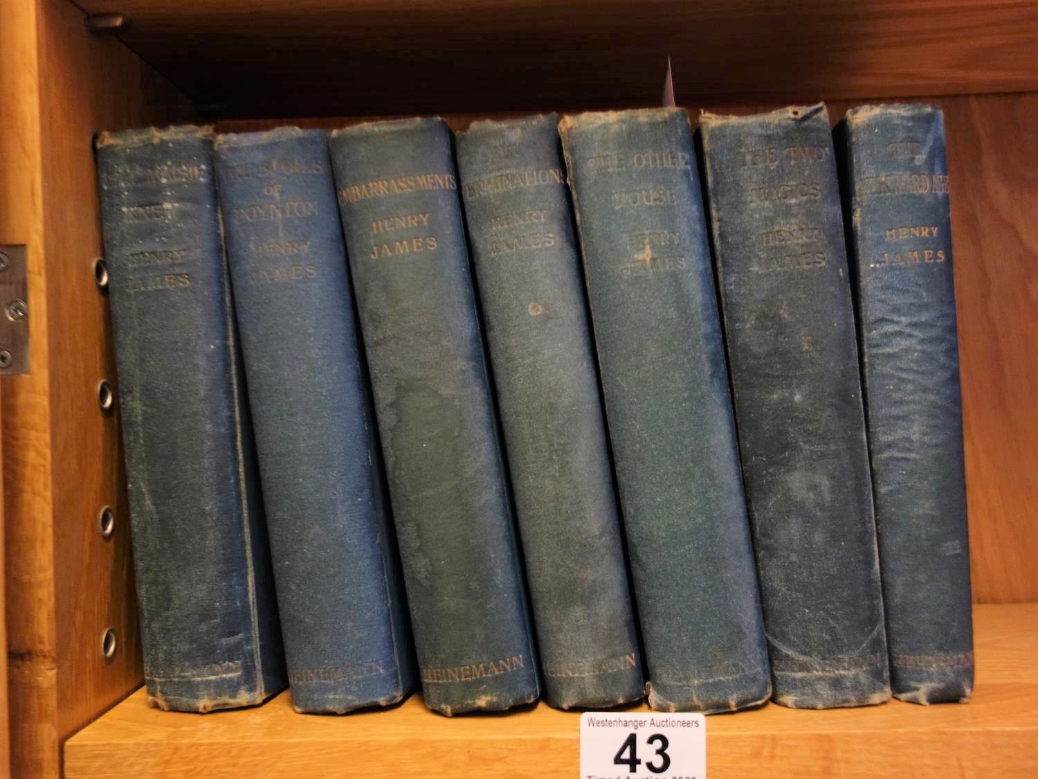 Henry James, 7 hard backed books published by Heinemann in similar blue hard backed covers, to