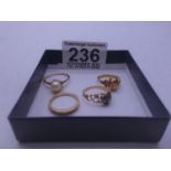 4 x assorted Ladies 9ct gold dress rings, set with stones