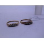 18ct gold half hoop Diamond ring with 4 x small Diamonds set to the top, 3 grams and 1 other similar
