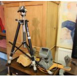 Camera or movie accessories including tripod, stick, easy live video tri-pod vintage hand held