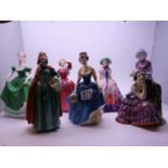 4 x Vintage Royal Doulton Lady figurines, and 3 x other Lady figurines