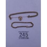 Gold bracelet and a gold chain, total weight 20 grams est 280-320