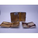3 x solid silver and gilt cigarette or calling card cases, various sizes, 354 grams, 1 with former