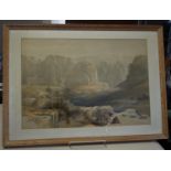 Edward Lear, 3 x Framed and glazed Chromolithographs depicting panoramic landscape scenes from the