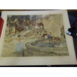 Sir William Russell Flint, a signed in pencil limited edition coloured print, 5 girls bathing by a