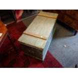 19 th century pine travellers chest with lift up lid, 3' long 18" tall and 14" deep