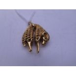 Cartier, a rare Golden Fleece original 18ct gold charm, 16.6 grams marked Cartier 750, 1.5" long