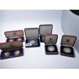 Collection of silver proof coins in original packaging and collectors capsules 8 x coins c1970's