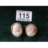 2 x oval Cameo brooches set in gold coloured mounts both un-marked,