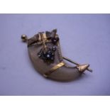 Victorian gold set Tiger claw with diamond, sapphire and ruby highlights, 2.5" long