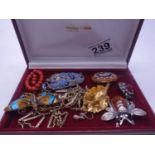 Selection of various costume jewellery including enamel brooches, and 1 x micro-mosaic Italian