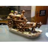 Capo di Monte, a good quality limited edition group, comprising donkey, 2 children and cart with