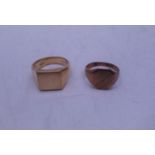 2 x 9ct gold signet rings 13 grams est 140-180