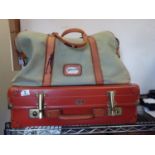 Fleetline light weight vintage luggage case with brass highlights and a similar period leather and