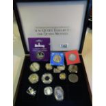 Collection of coins including Commemorative some in capsules, 14 items
