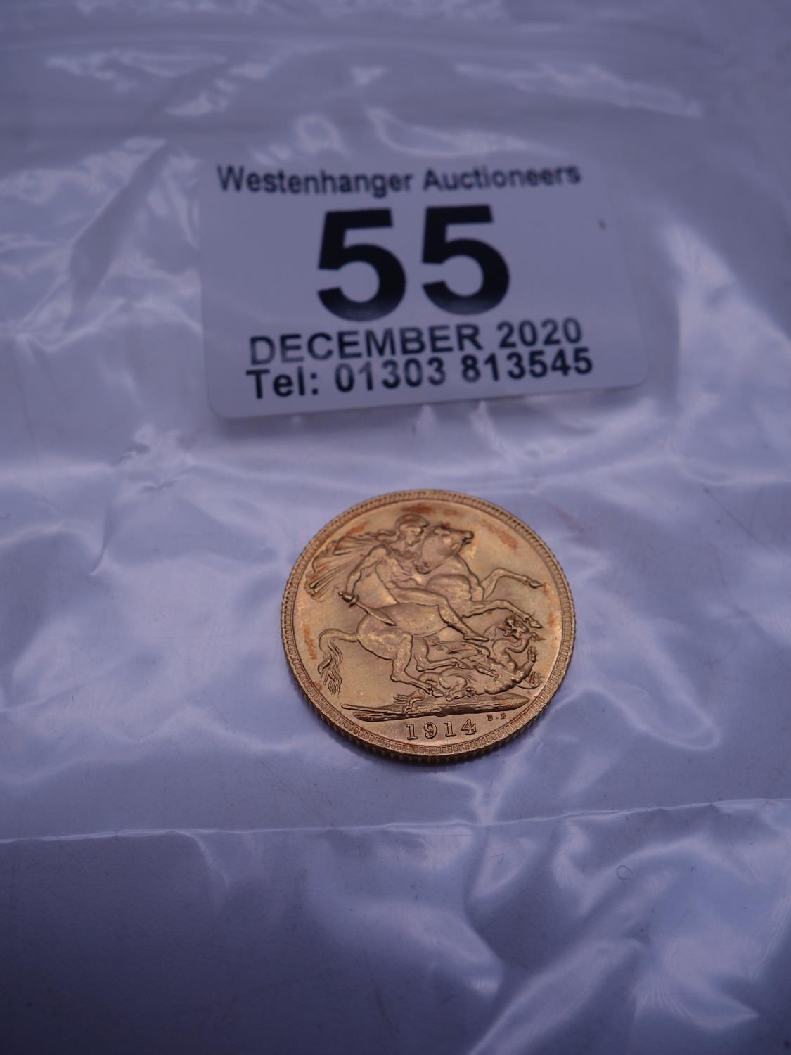 Full GOLD Sovereign 1914, near proof condition, - Image 3 of 3