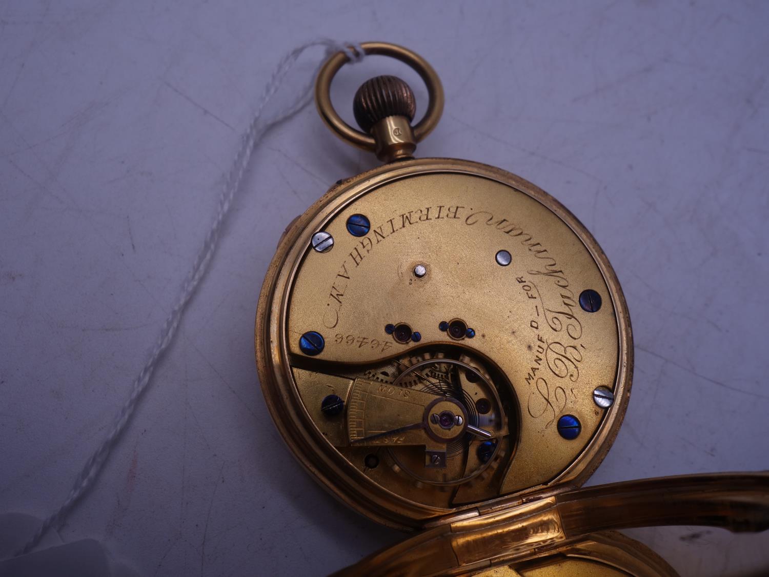 Antique 18ct gold chronometer pocket watch by LB Tuchman of Birmingham, an open face with Crown wind - Image 4 of 5