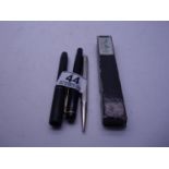 2 x Fountain pens and a silver coloured pencil, and 1 Voss Pen with original box,