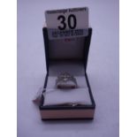 Silver and DIAMOND Ladies Cocktail ring, size L,