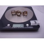 3 x 9ct GOLD coin rings, coin area would except half or full sovereign, 20 grams ,