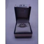 Silver and DIAMOND Ladies Cocktail ring, size L,