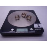 3 x 9ct GOLD coin rings, coin area would except half or full sovereign, 10 grams ,