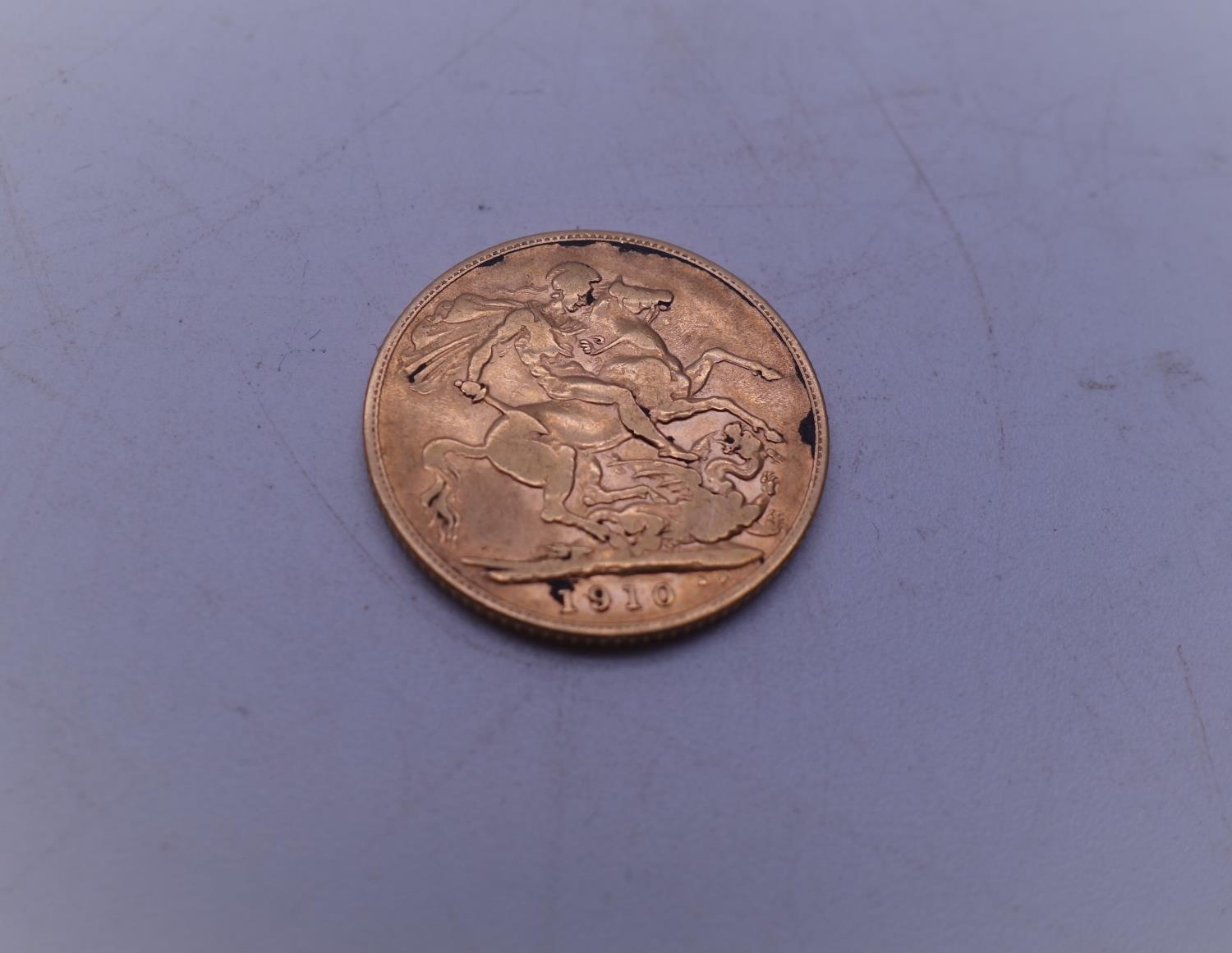 EDWARDIAN period full GOLD Sovereign 1910, fair condition, - Image 2 of 3