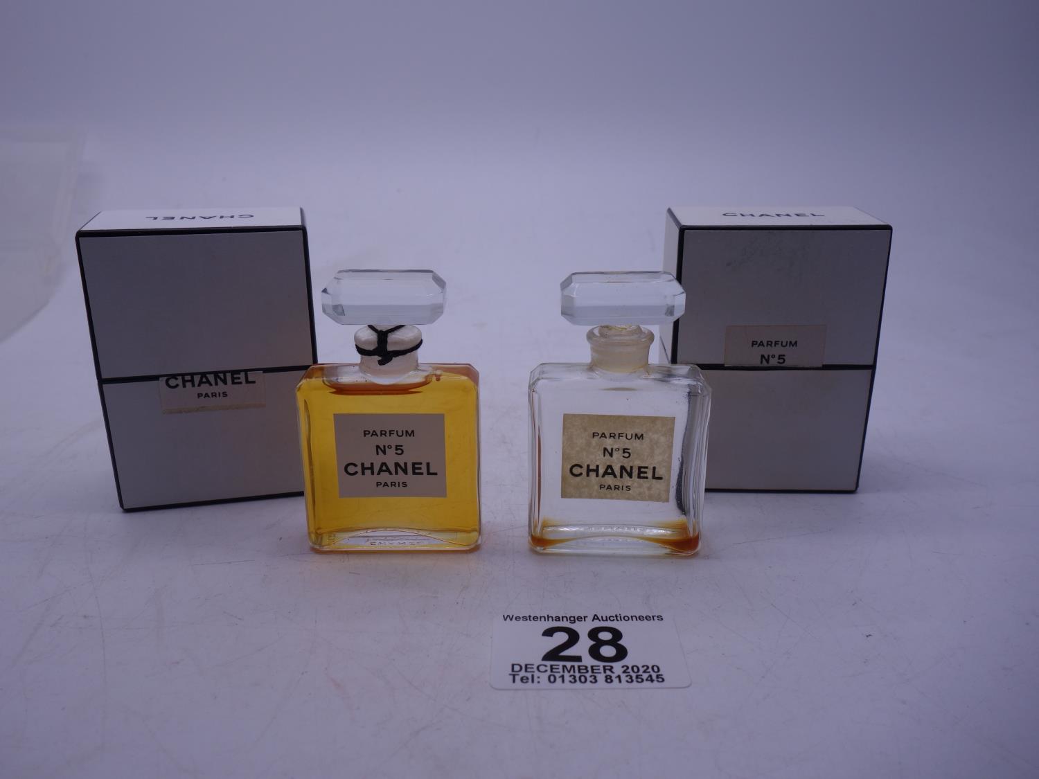 Chanel No.5 vintage un-opened perfume bottle and one other similar size opened bottle, - Image 2 of 2
