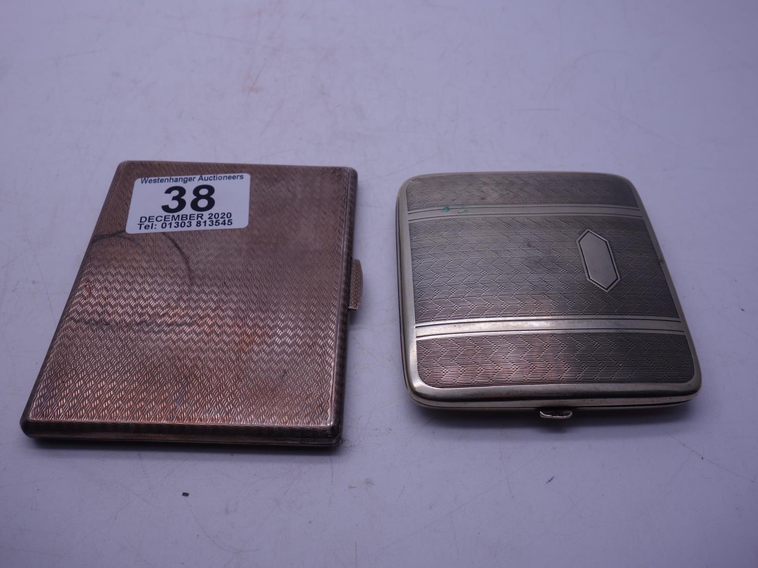 1 x silver h/m cigarette box, 161 grams and 1 x silver plated cigarette case,