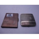 1 x silver h/m cigarette box, 161 grams and 1 x silver plated cigarette case,