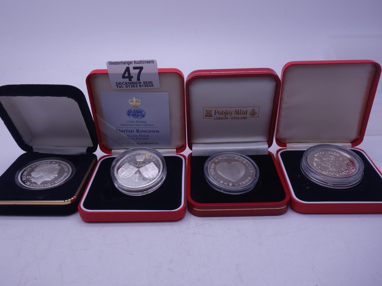 4 x silver commemorative coins in proof condition and collectors capsule - Image 2 of 2